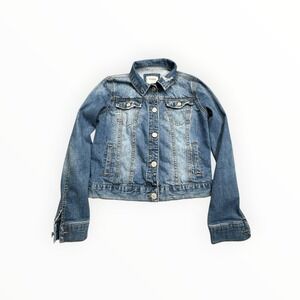 Mudd Denim Jacket Womens Small Blue Medium Wash Stretch Button‎ Up Classic Indie
